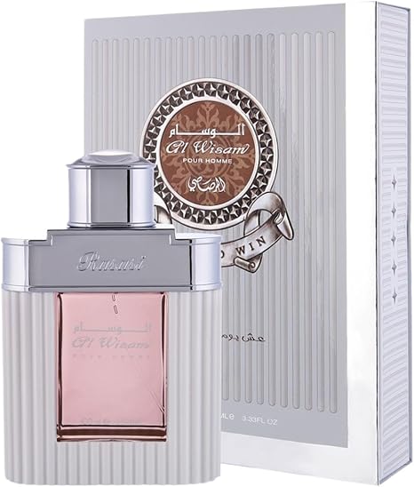 Perfume bottle and packaging of Al Wisam on a white background