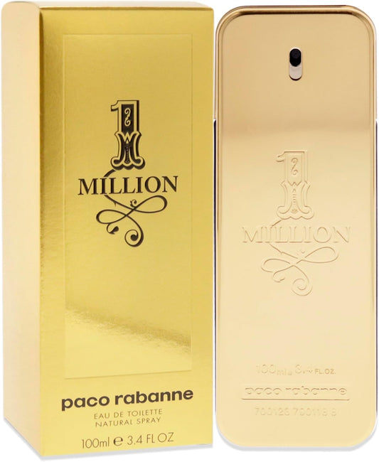 Paco Rabanne 1 Million perfume bottle and packaging on a white background